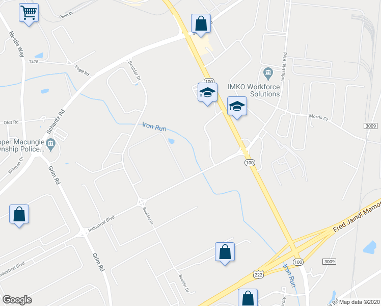 map of restaurants, bars, coffee shops, grocery stores, and more near 7881 Industrial Boulevard in Breinigsville