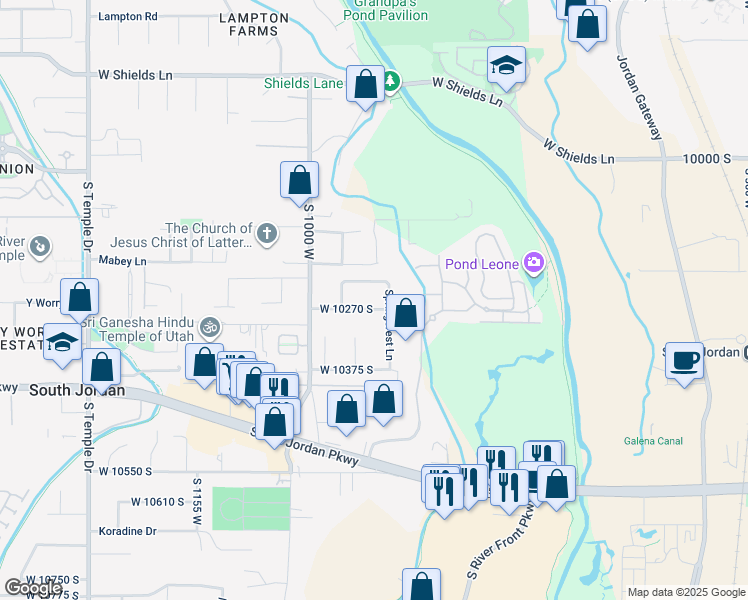map of restaurants, bars, coffee shops, grocery stores, and more near 897 West 10270 South in South Jordan