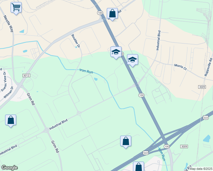 map of restaurants, bars, coffee shops, grocery stores, and more near 7881 Industrial Boulevard in Breinigsville