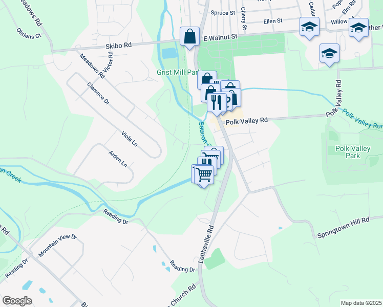 map of restaurants, bars, coffee shops, grocery stores, and more near 1773 Railroad Lane in Hellertown