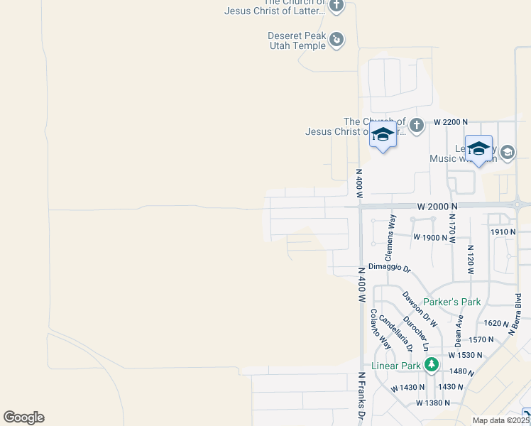 map of restaurants, bars, coffee shops, grocery stores, and more near 1989 Mantle Way in Tooele