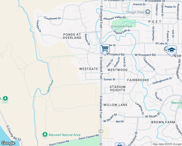 map of restaurants, bars, coffee shops, grocery stores, and more near 3114 Sumac Street in Fort Collins