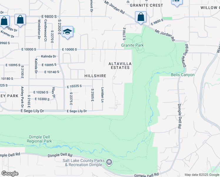 map of restaurants, bars, coffee shops, grocery stores, and more near 10228 Altavilla Drive in Sandy