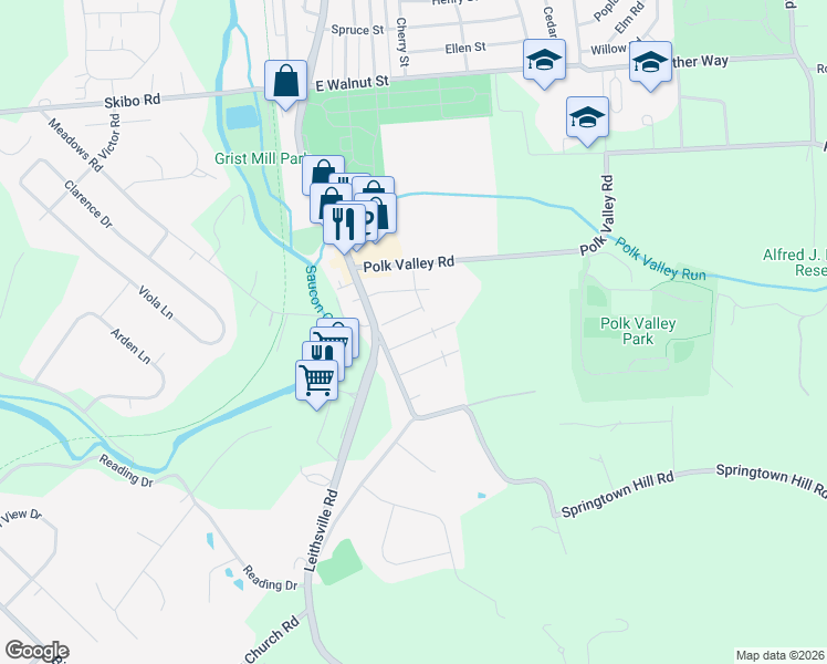 map of restaurants, bars, coffee shops, grocery stores, and more near 1988 Pearson Avenue in Hellertown