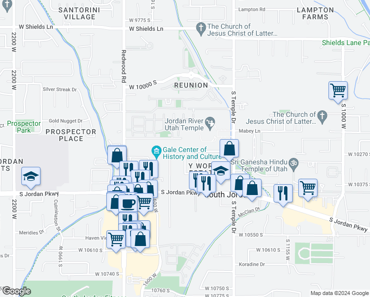 map of restaurants, bars, coffee shops, grocery stores, and more near 1480 Y Worry Lane in South Jordan