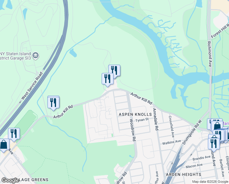 map of restaurants, bars, coffee shops, grocery stores, and more near 46 Benson Street in Staten Island
