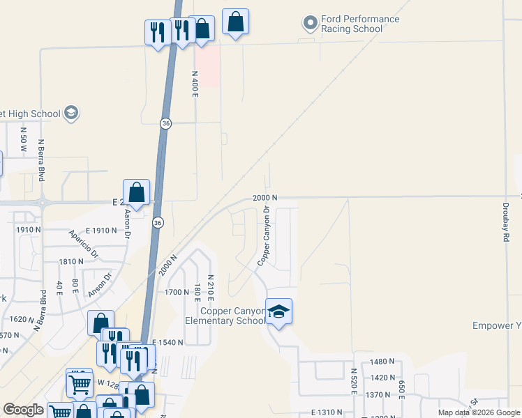 map of restaurants, bars, coffee shops, grocery stores, and more near 1972 North Blue Iris Avenue in Tooele