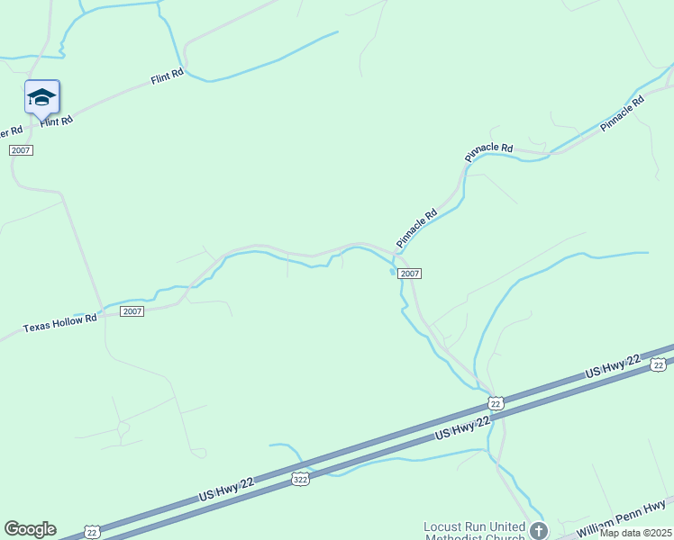 map of restaurants, bars, coffee shops, grocery stores, and more near 1017 Locust Run Road in Mifflintown