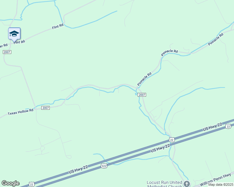 map of restaurants, bars, coffee shops, grocery stores, and more near 1017 Locust Run Road in Mifflintown