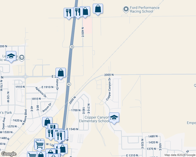 map of restaurants, bars, coffee shops, grocery stores, and more near 265 East Serenity Avenue in Tooele