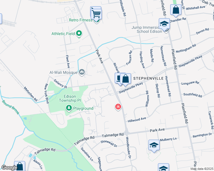 map of restaurants, bars, coffee shops, grocery stores, and more near 3840 County Road 531 in Edison
