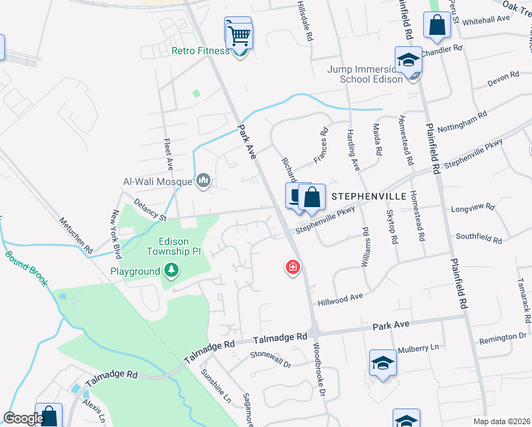 map of restaurants, bars, coffee shops, grocery stores, and more near 3840 County Road 531 in Edison