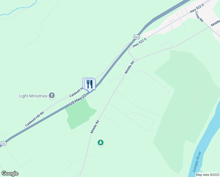 map of restaurants, bars, coffee shops, grocery stores, and more near 1345 Middle Road in Lewistown