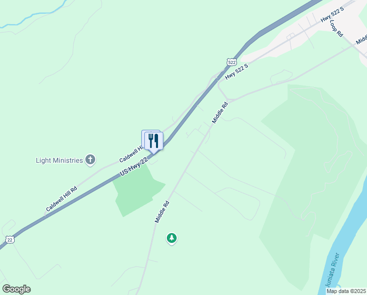 map of restaurants, bars, coffee shops, grocery stores, and more near 1345 Middle Road in Lewistown