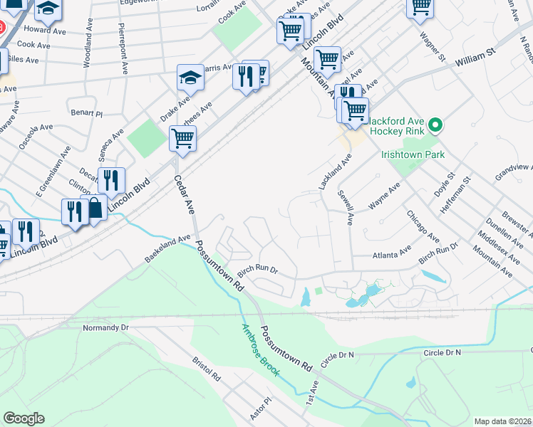 map of restaurants, bars, coffee shops, grocery stores, and more near 260 Retta Court in Piscataway