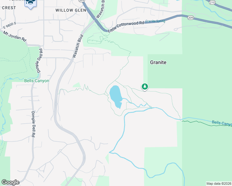 map of restaurants, bars, coffee shops, grocery stores, and more near Bell Canyon Trail in Sandy