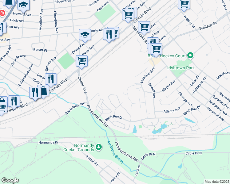 map of restaurants, bars, coffee shops, grocery stores, and more near 260 Retta Court in Piscataway