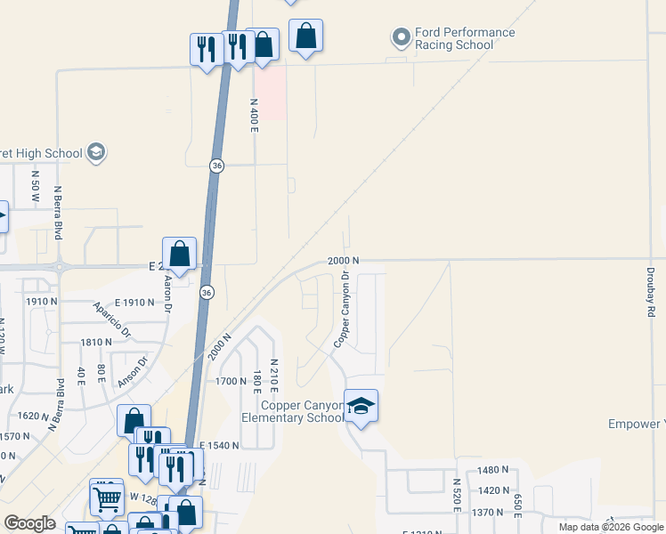 map of restaurants, bars, coffee shops, grocery stores, and more near 305 East Serenity Avenue in Tooele