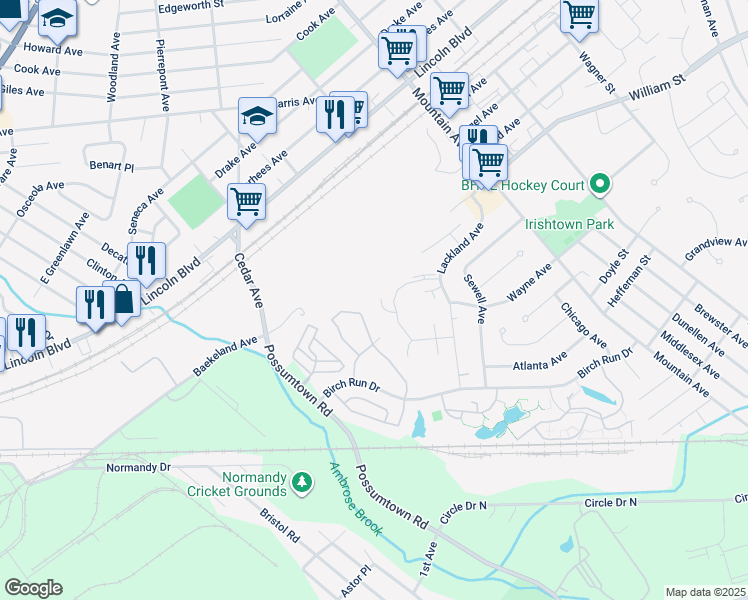 map of restaurants, bars, coffee shops, grocery stores, and more near 260 Retta Court in Piscataway
