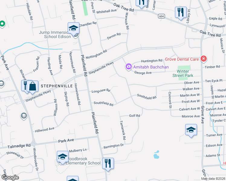 map of restaurants, bars, coffee shops, grocery stores, and more near 4 Abbott Court in Edison