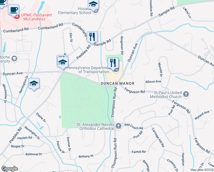 map of restaurants, bars, coffee shops, grocery stores, and more near 1402 Duncan Avenue in Pittsburgh