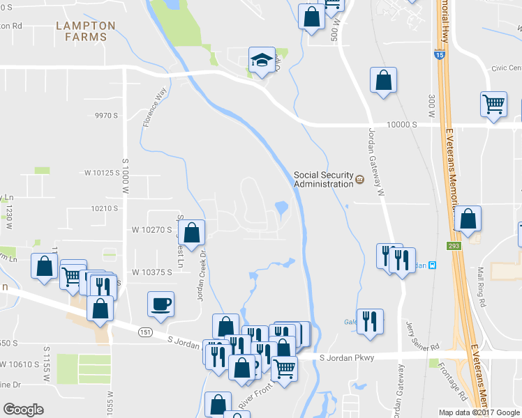 map of restaurants, bars, coffee shops, grocery stores, and more near 10226 Mystic Falls Way in South Jordan