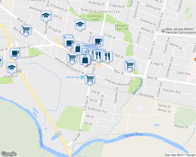 map of restaurants, bars, coffee shops, grocery stores, and more near 24 Veterans Memorial Drive East in Somerville