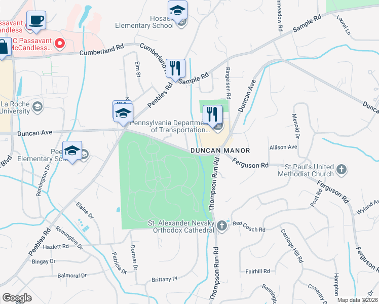 map of restaurants, bars, coffee shops, grocery stores, and more near 1324 Duncan Avenue in Pittsburgh