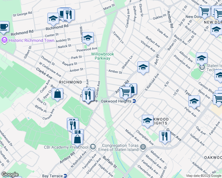 map of restaurants, bars, coffee shops, grocery stores, and more near 57 Cedarview Avenue in Staten Island