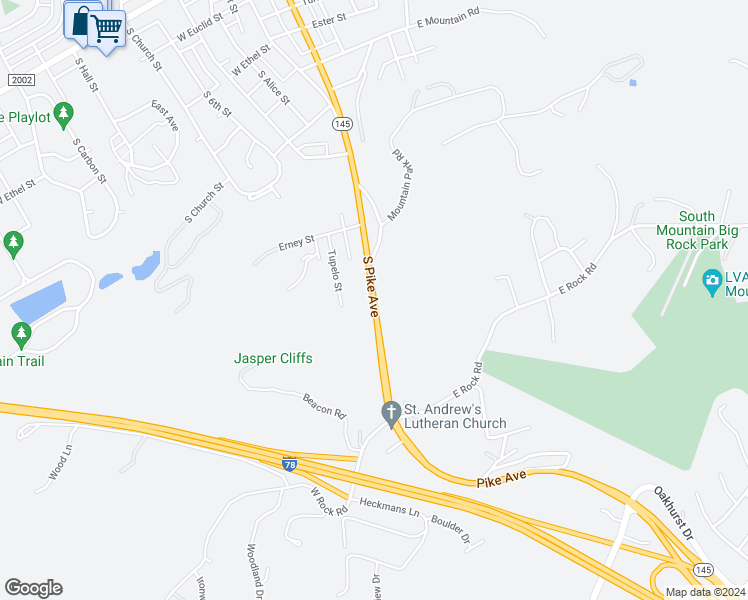 map of restaurants, bars, coffee shops, grocery stores, and more near South Pike Avenue in Lehigh County