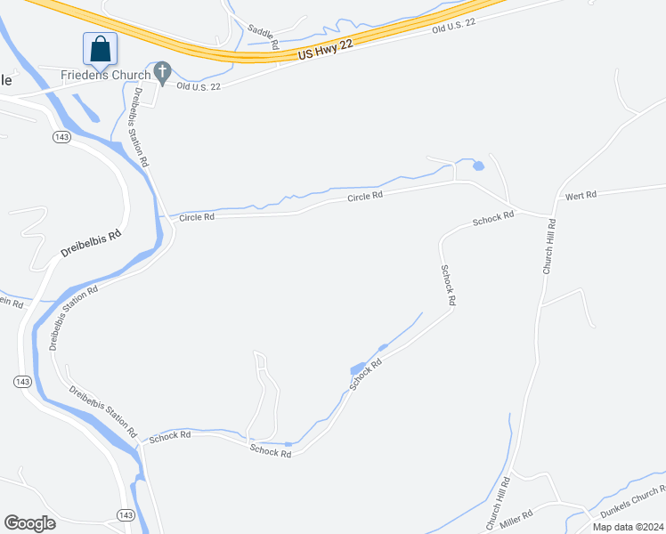 map of restaurants, bars, coffee shops, grocery stores, and more near 133 Schock Road in Lenhartsville