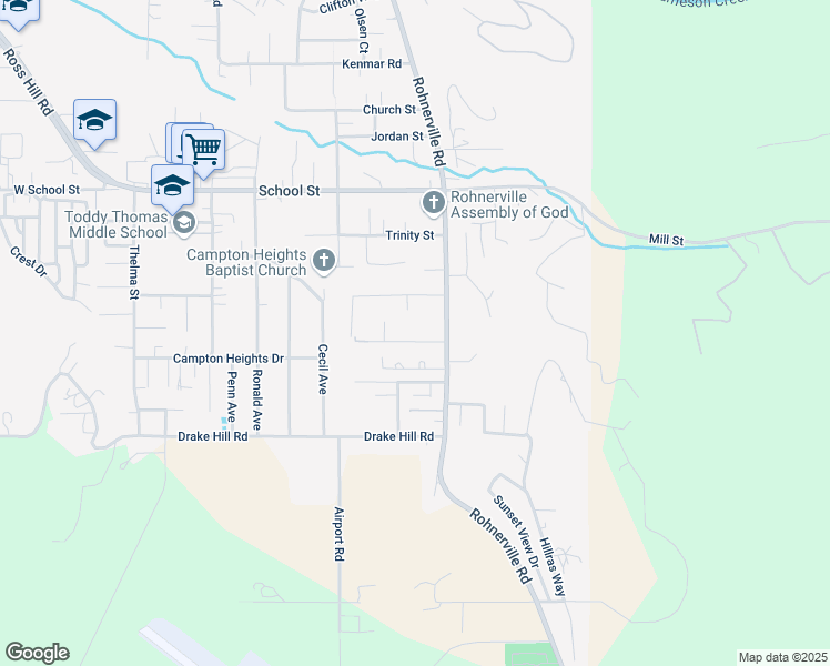 map of restaurants, bars, coffee shops, grocery stores, and more near 3607 Bartlett Lane in Fortuna
