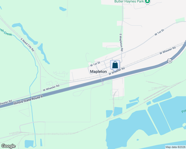 map of restaurants, bars, coffee shops, grocery stores, and more near 8820 West Main Street in Mapleton