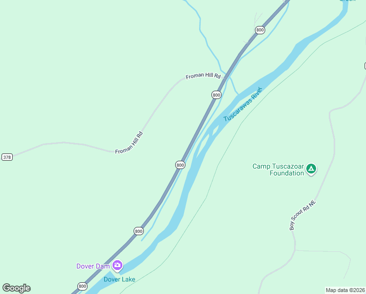 map of restaurants, bars, coffee shops, grocery stores, and more near 5540 Ohio 800 in Dover