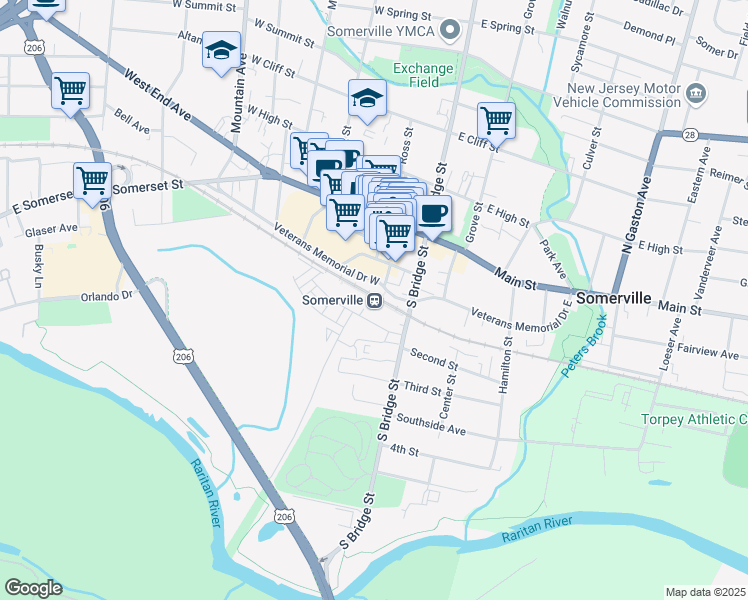 map of restaurants, bars, coffee shops, grocery stores, and more near Urban Drive in Somerville