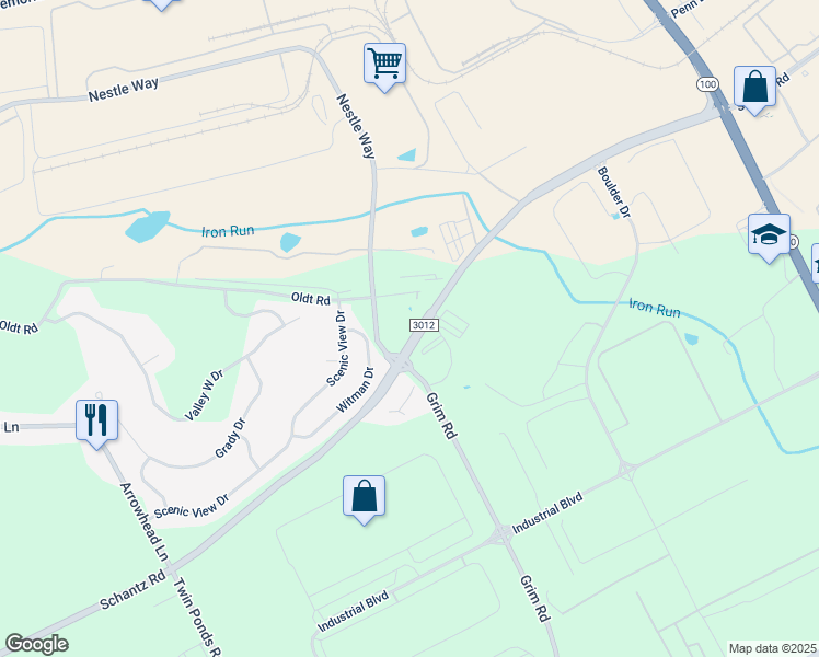 map of restaurants, bars, coffee shops, grocery stores, and more near 8361 Schantz Road in Breinigsville