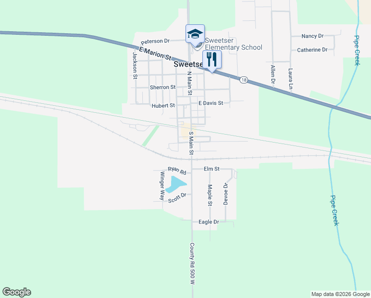 map of restaurants, bars, coffee shops, grocery stores, and more near 201 Greenberry Street in Marion