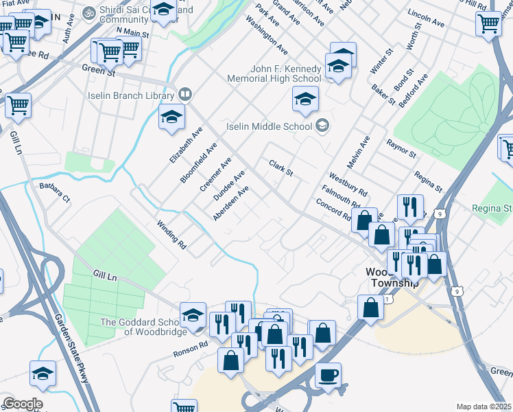 map of restaurants, bars, coffee shops, grocery stores, and more near 38 Macarthur Street in Woodbridge Township