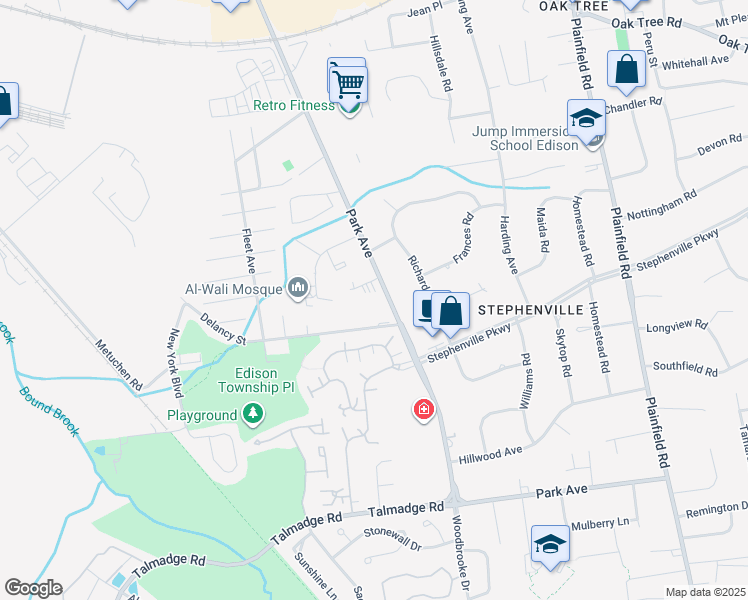 map of restaurants, bars, coffee shops, grocery stores, and more near 3840 County Road 531 in Edison