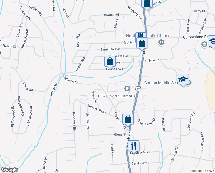 map of restaurants, bars, coffee shops, grocery stores, and more near 143 Aberdeen Court in Pittsburgh