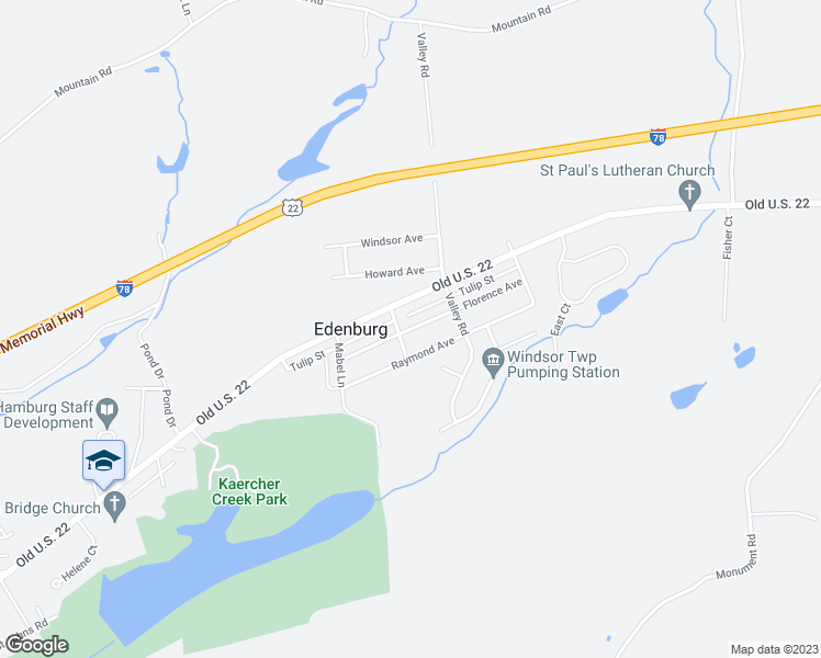 map of restaurants, bars, coffee shops, grocery stores, and more near 522 Florence Avenue in Hamburg