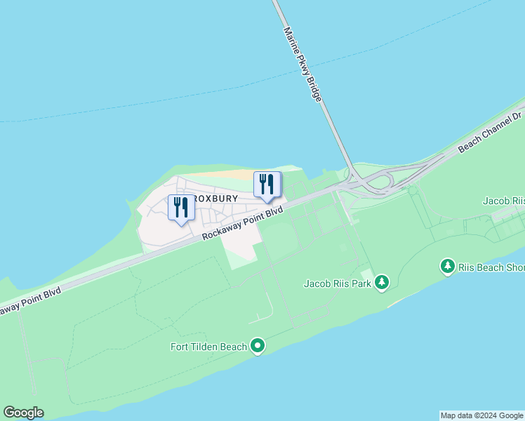 map of restaurants, bars, coffee shops, grocery stores, and more near 1 State Road in Queens