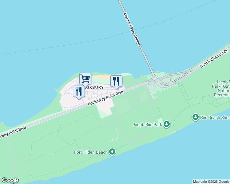 map of restaurants, bars, coffee shops, grocery stores, and more near 1 State Road in Queens