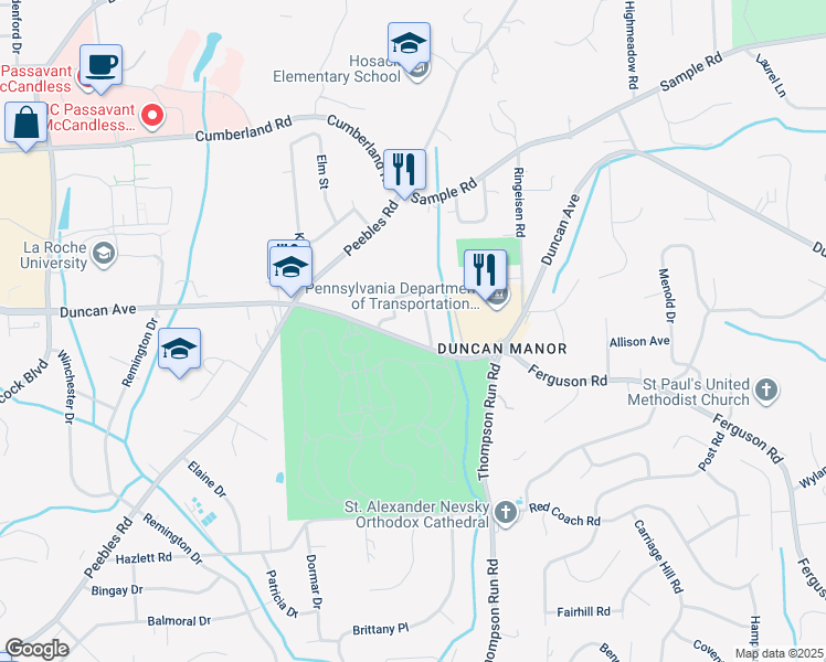 map of restaurants, bars, coffee shops, grocery stores, and more near in McCandless