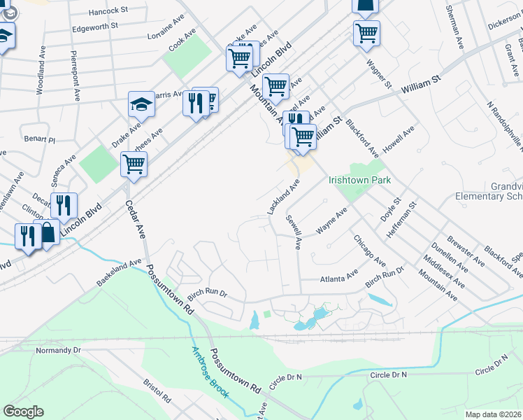 map of restaurants, bars, coffee shops, grocery stores, and more near 186 Barclay Court in Piscataway