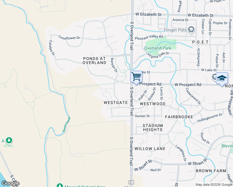 map of restaurants, bars, coffee shops, grocery stores, and more near 1637 Banyan Drive in Fort Collins