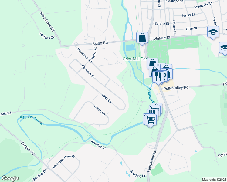 map of restaurants, bars, coffee shops, grocery stores, and more near 1857 Viola Lane in Hellertown
