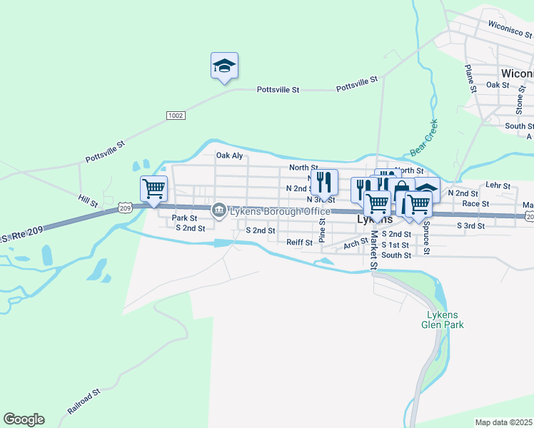 map of restaurants, bars, coffee shops, grocery stores, and more near 326 Main Street in Lykens