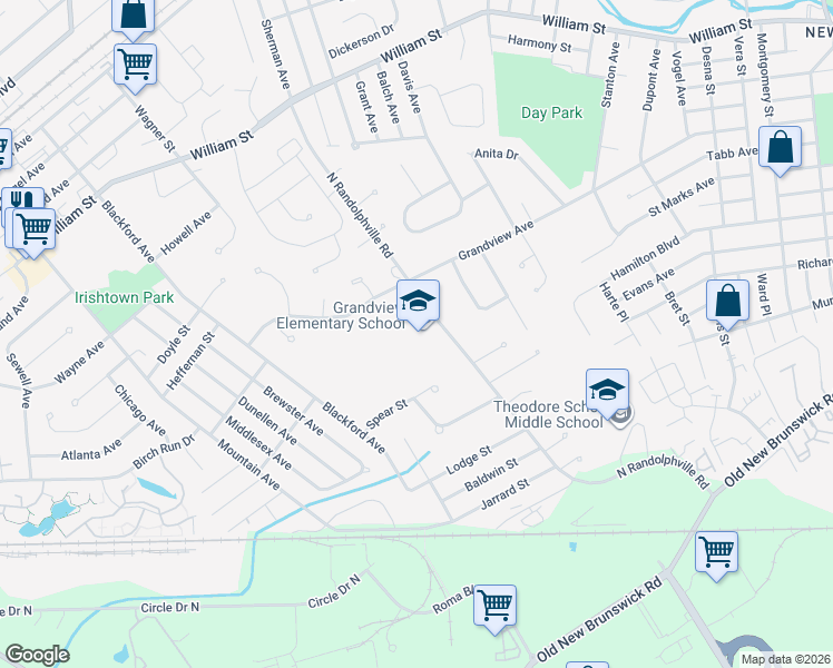 map of restaurants, bars, coffee shops, grocery stores, and more near 130 North Randolphville Road in Piscataway