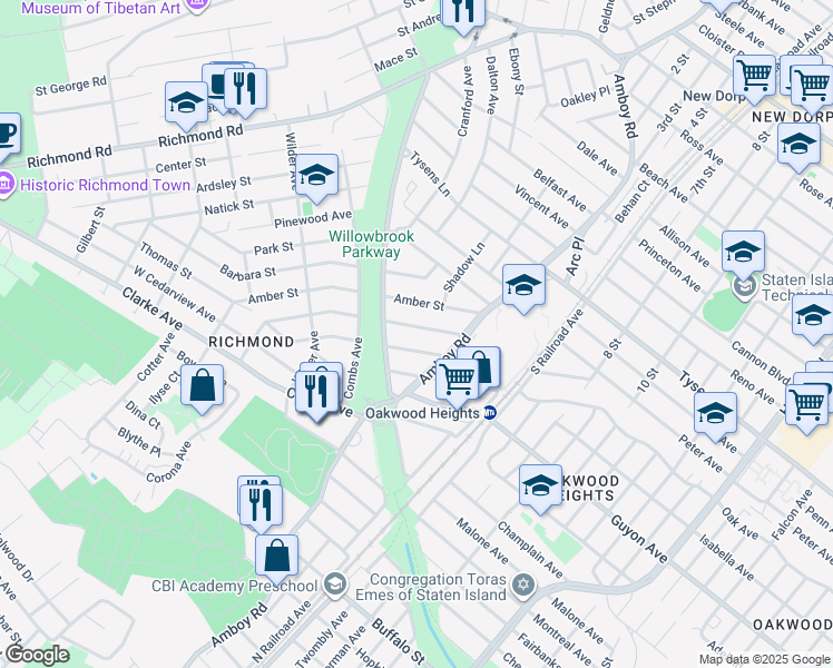 map of restaurants, bars, coffee shops, grocery stores, and more near 63 Wolverine Street in Staten Island